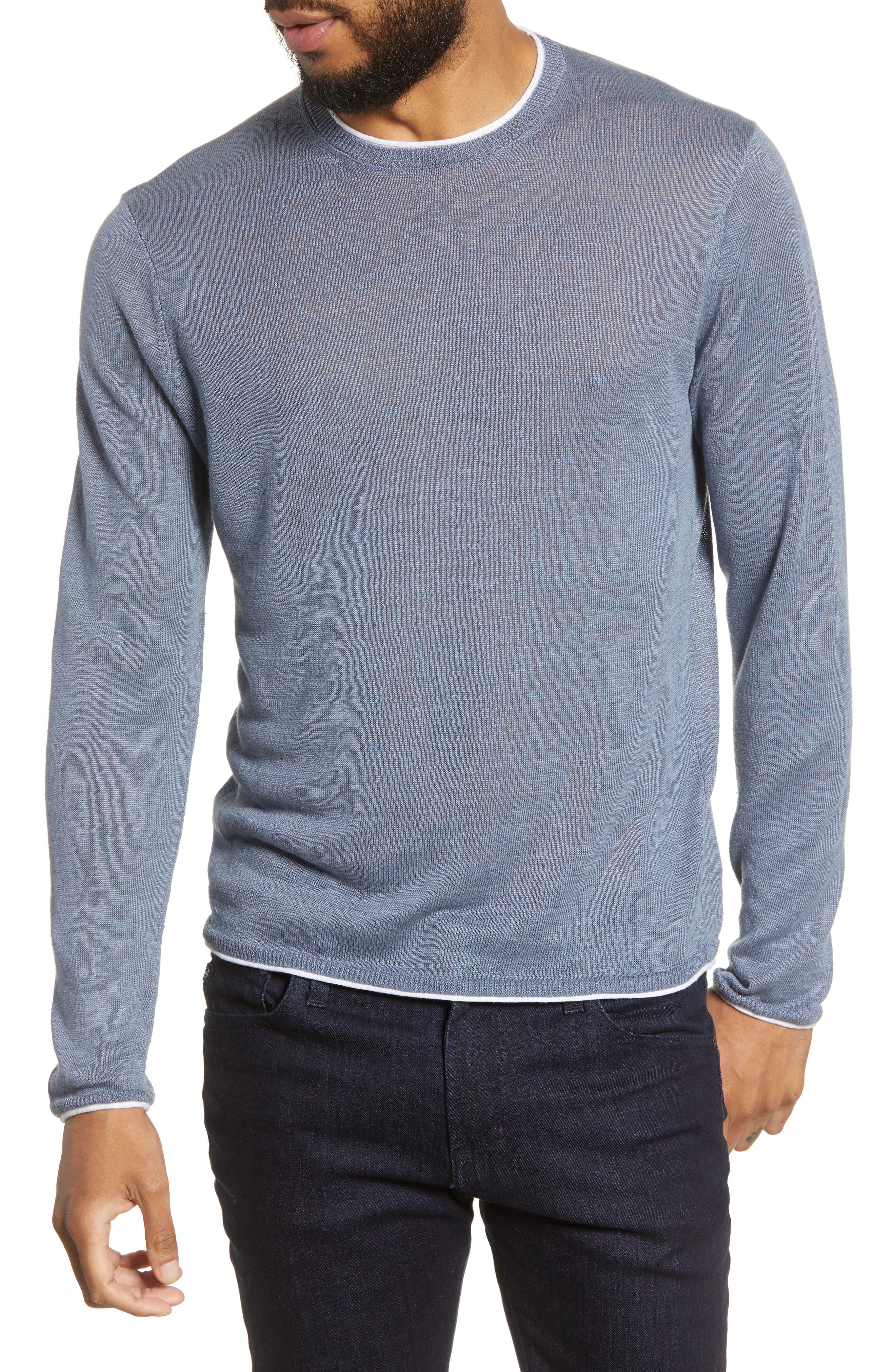 Club Monaco Regular Fit Linen Sweater, Blue