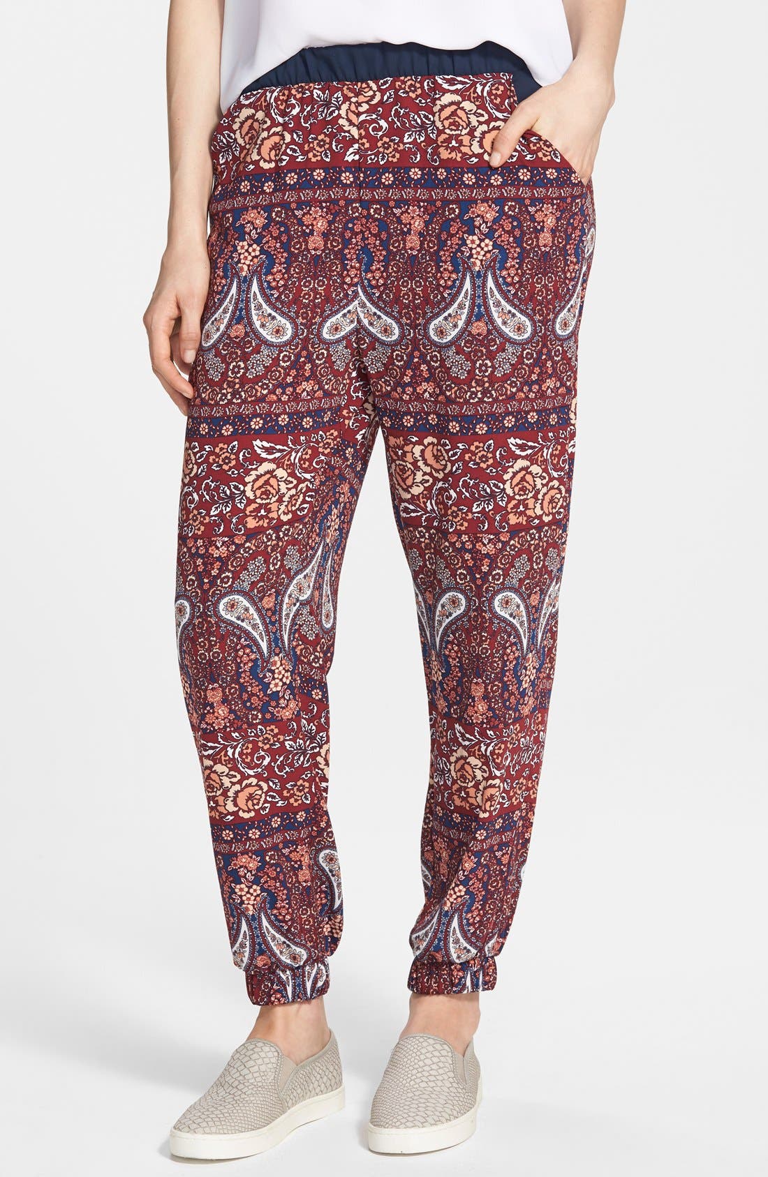 Paper Crane Paisley Print Jogger Pants (Juniors) Nordstrom