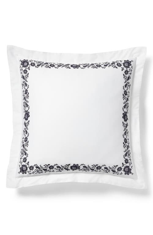Polo Ralph Lauren Eloise Organic Cotton 624 Thread Count Embroidered Euro Sham In White/polo Navy