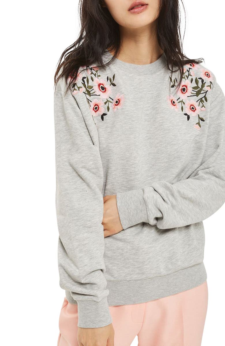 Topshop Embroidered Sweatshirt (Regular & Petite) | Nordstrom
