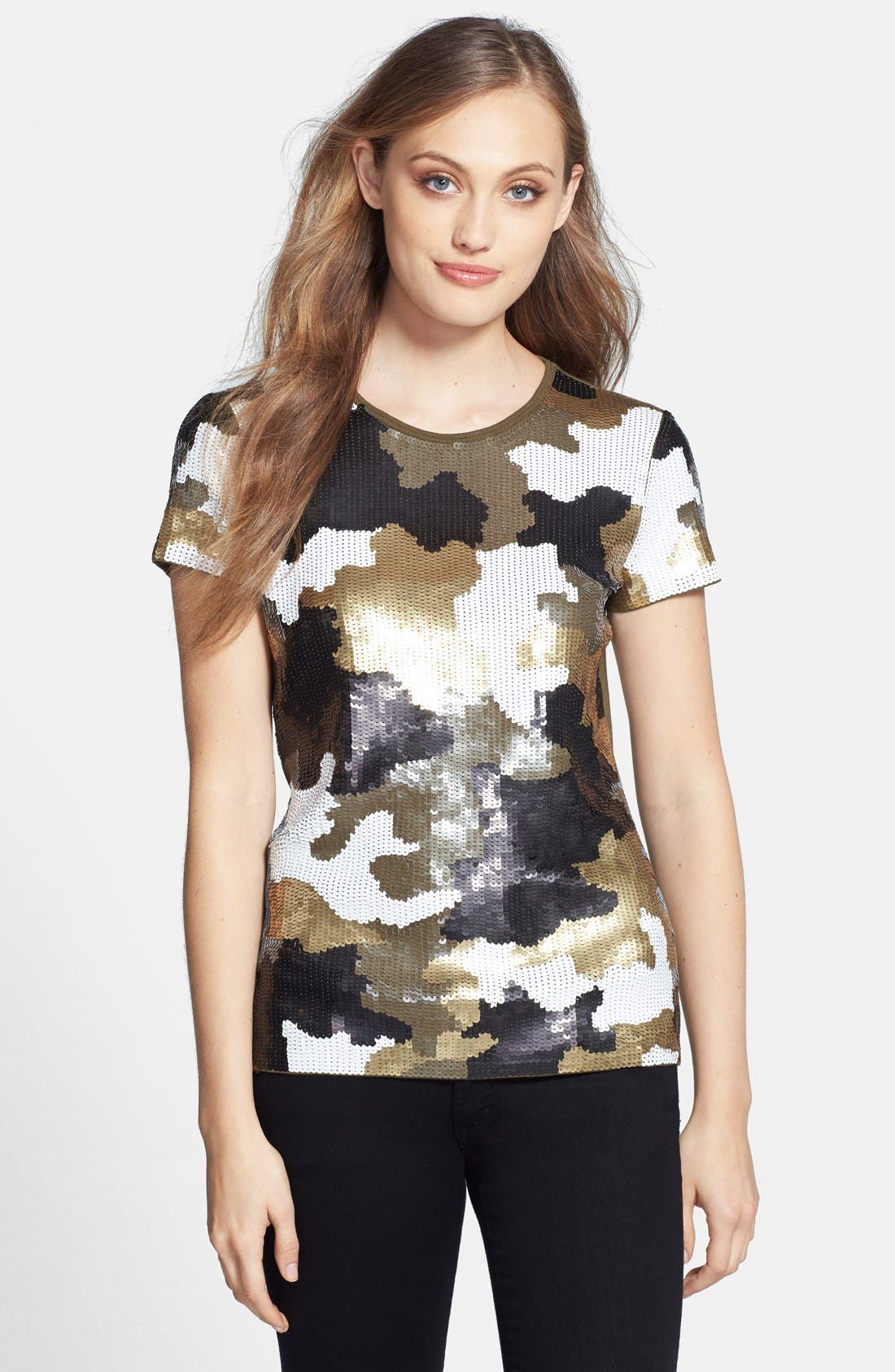 sequin camo top