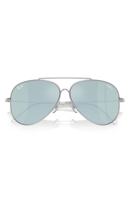 Ray Ban Reverse 62mm Oversize Aviator Sunglasses In Grey Silver