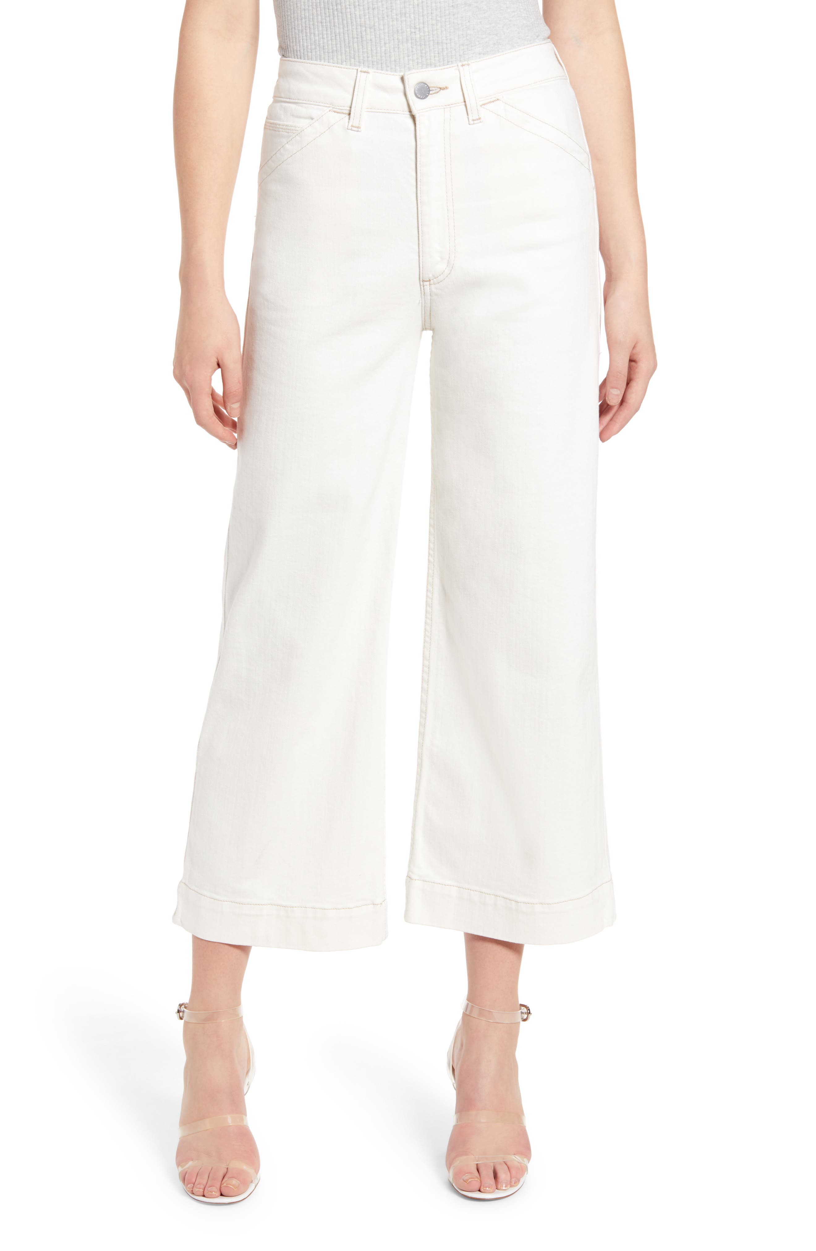 wide leg white cropped jeans