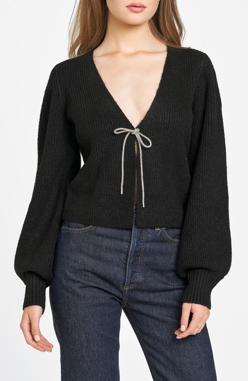 Wayf Lila Crystal Tie Cardigan In Black