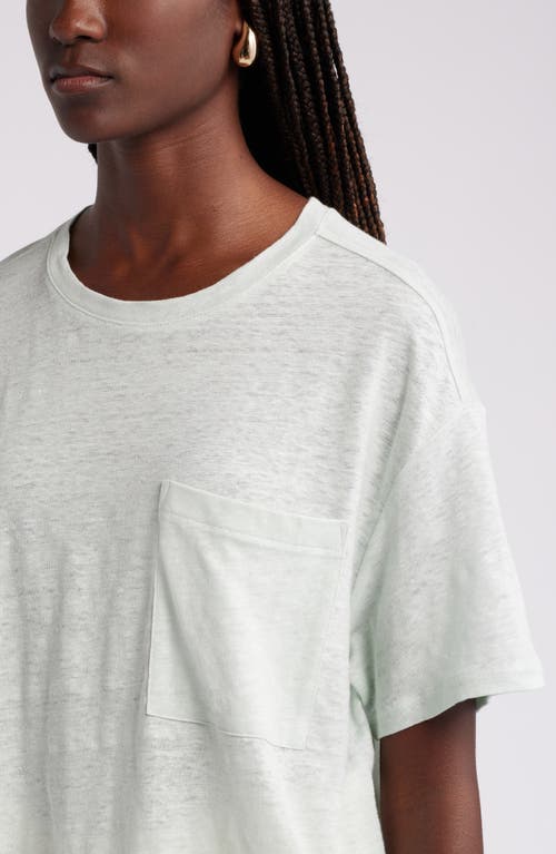 Shop Nordstrom Linen Pocket T-shirt In Teal Chalk