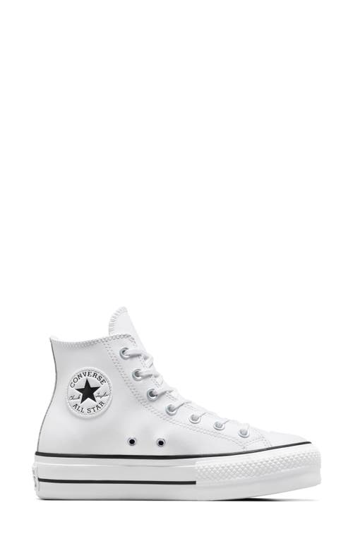 Shop Converse Chuck Taylor® All Star® Lift High Top Leather Sneaker In White/black/white