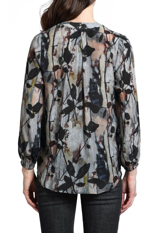 Shop Apny Printed Crossover Long Sleeve Top In Grey Multi