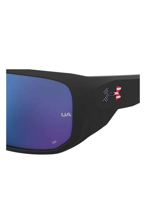 Under Armour Attack 2 63mm Wrap Sunglasses In Black Multi/blue Oleophobic