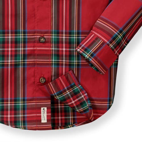 Hope & Henry Baby Boys' Organic Stretch Poplin Shirt, Infant In Red Holiday Tartan