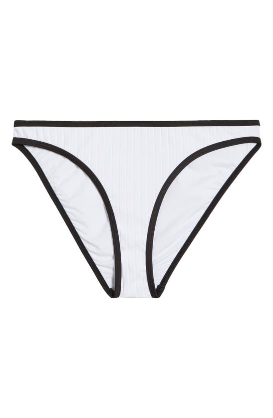 Shop Solid & Striped The Rachel Contrast Rib Bikini Bottoms In Marshmallow