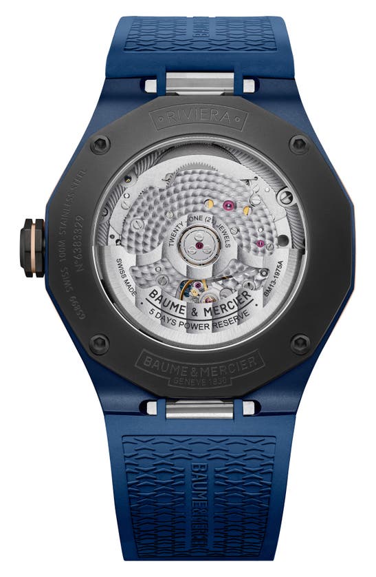 Baume & Mercier Men's Riviera 10769 Stainless Steel, Canvas & Rubber Strap Watch/42mm In Smoked Blue Sapphire