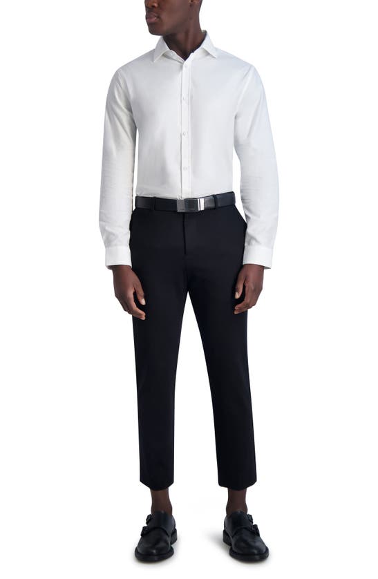 Shop Karl Lagerfeld Paris Jacquard Diamond Slim Fit Dress Shirt In White