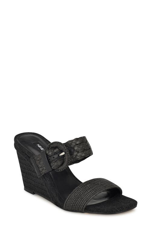 Nine West Novalie Espadrille Wedge Slide Sandal Black at Nordstrom,