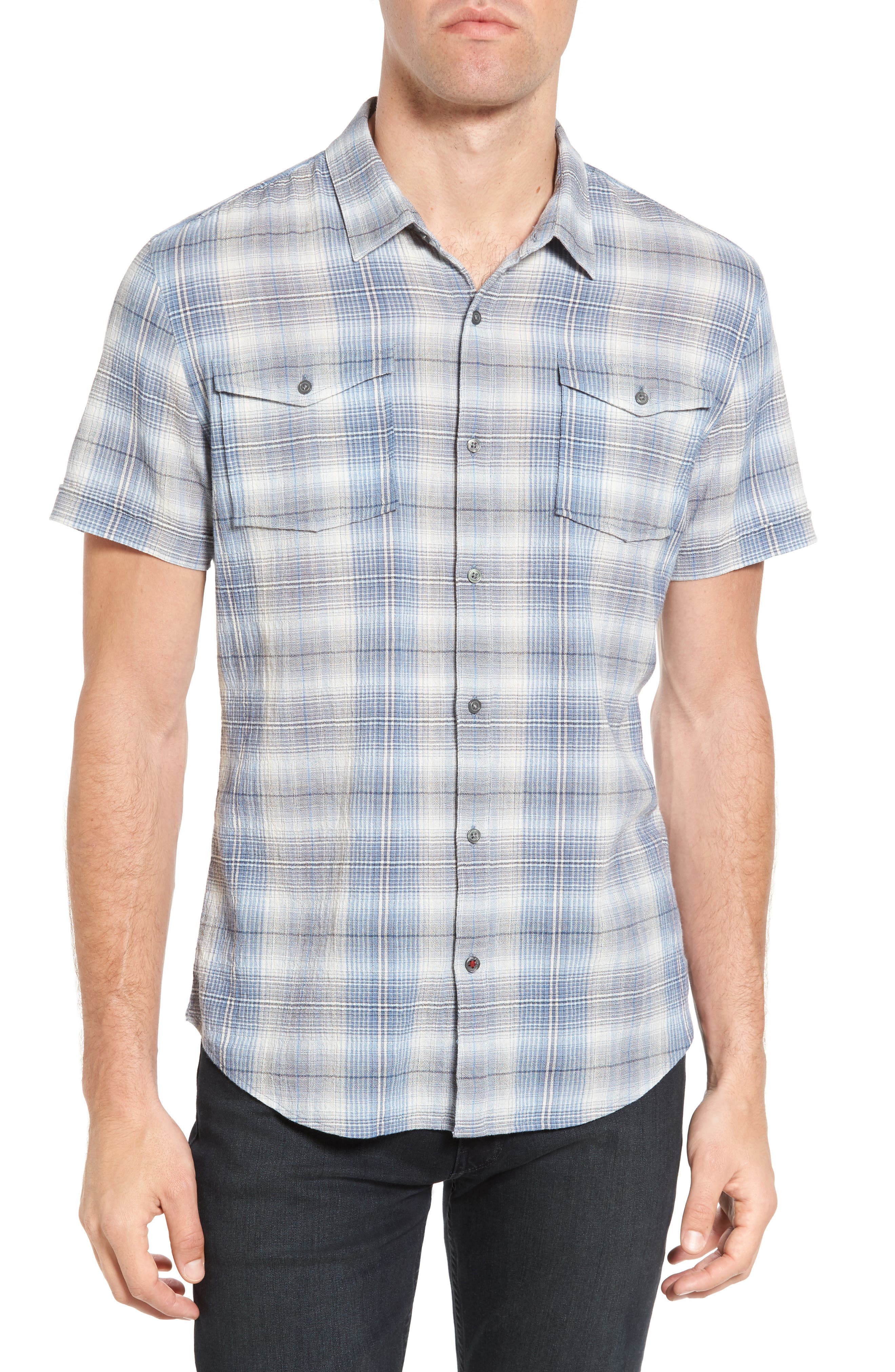 John Varvatos Star USA Trim Fit Plaid Sport Shirt | Nordstrom