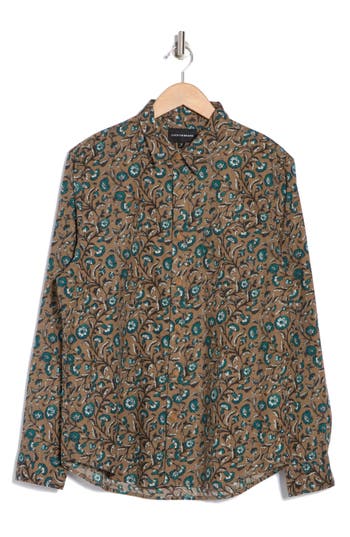 Lucky Brand San Gabriel Patterned Long Sleeve Cotton Button-up Shirt In Brown Floral