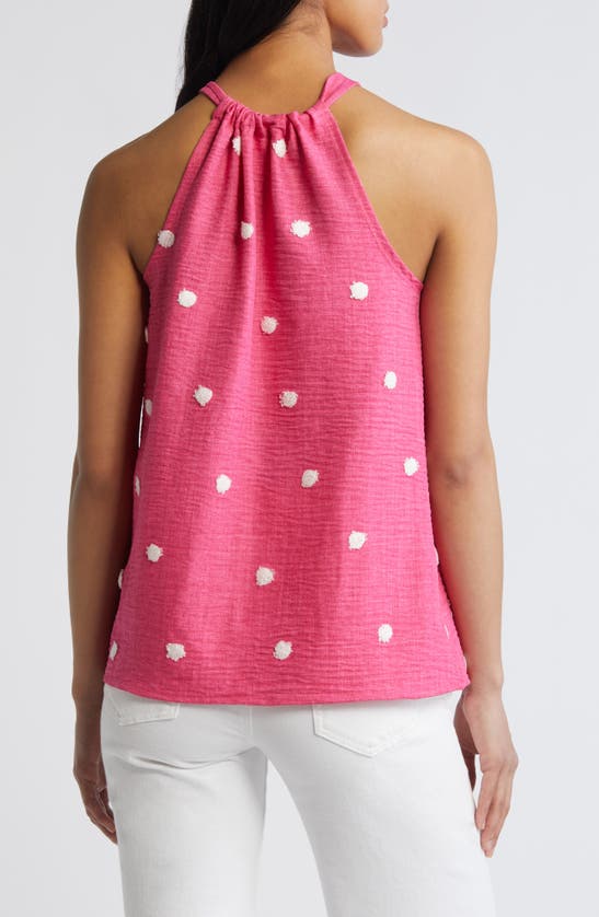 Loveappella Tie Shoulder Sleeveless Top In Fuchsia