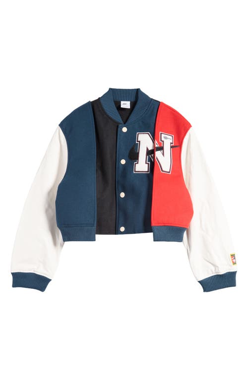 Nike X Yoon Ahn Varsity Bomber Jacket In Black/navy/phantom