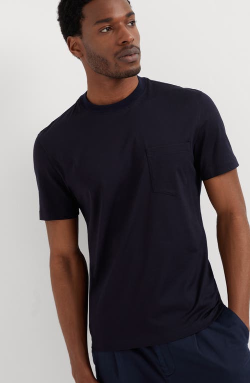 Shop Brunello Cucinelli Jersey T-shirt With Chest Pocket In Navy Blue