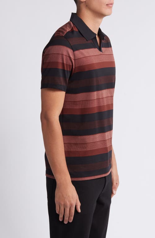 Shop Robert Barakett Fincastle Stripe Johnny Collar Polo In Cabernet