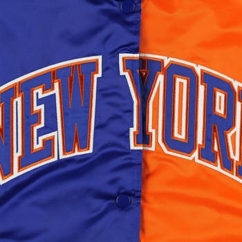 New York Knicks Starter Force Play Satin Full-Snap Varsity Jacket - Blue