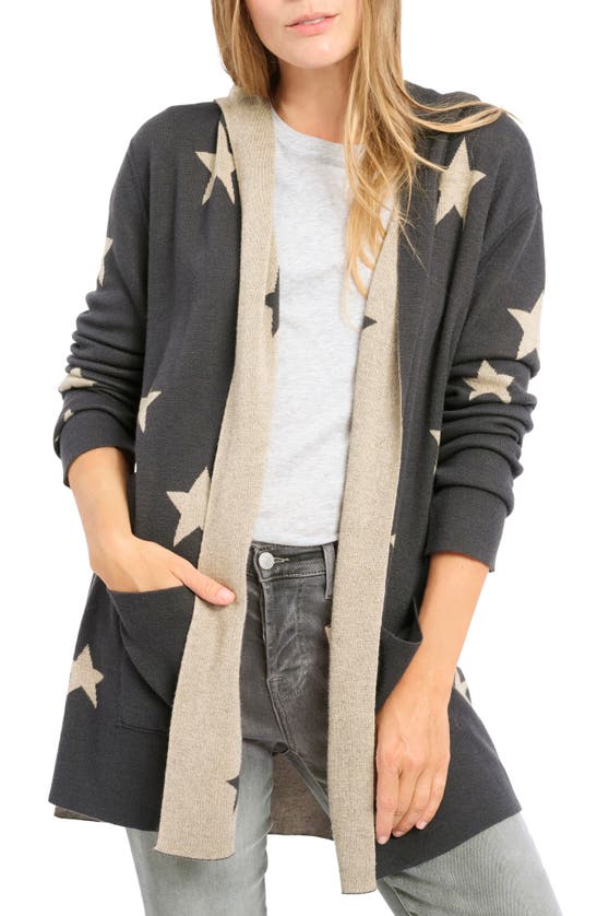 Splendid Sydney Reversible Hooded Cardigan In Lead Stars