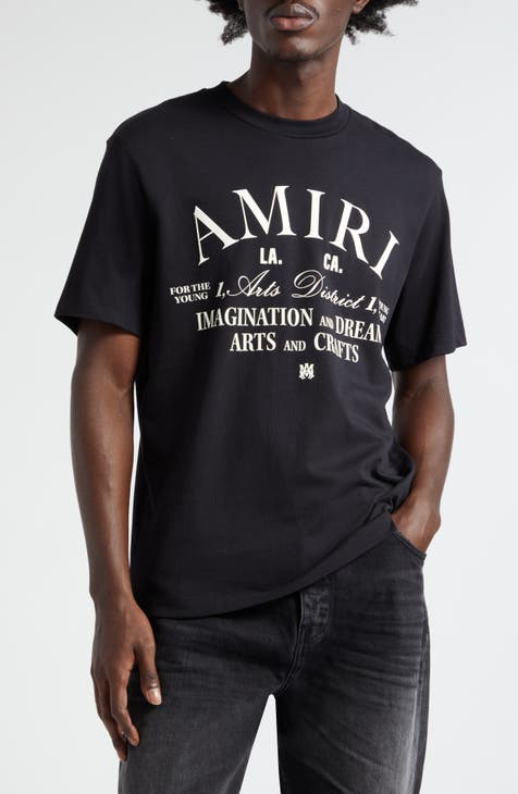 Amiri Grey Distressed Logo Print Jersey T-shirt XS Amiri