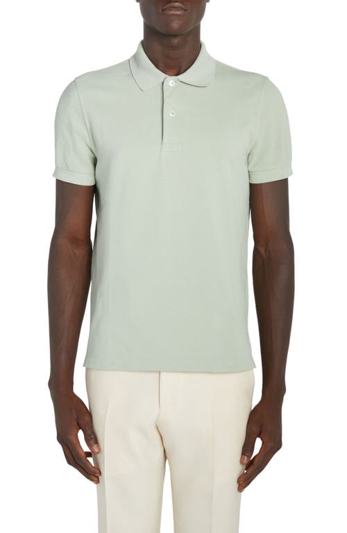 TOM FORD Short Sleeve Cotton Piqué Polo in Mint