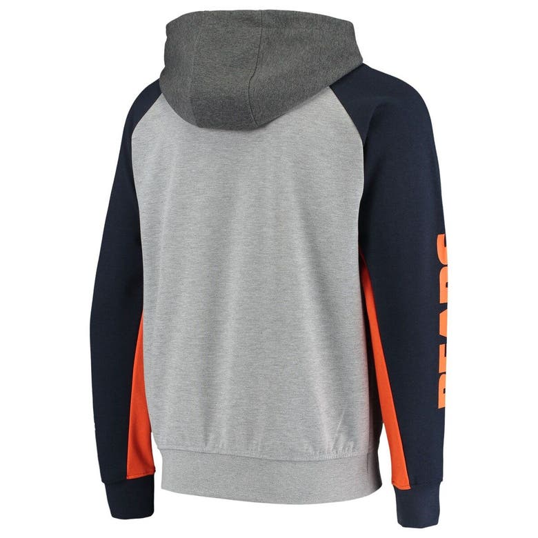 Tommy Hilfiger Heathered Grey/navy Chicago Bears Colour Block Quarter-zip  Pullover Hoodie In Heather Grey