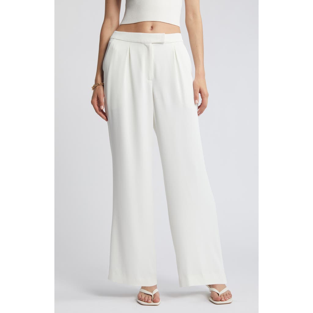 Open Edit Pleated Wide Leg Pants In Ivory Cloud
