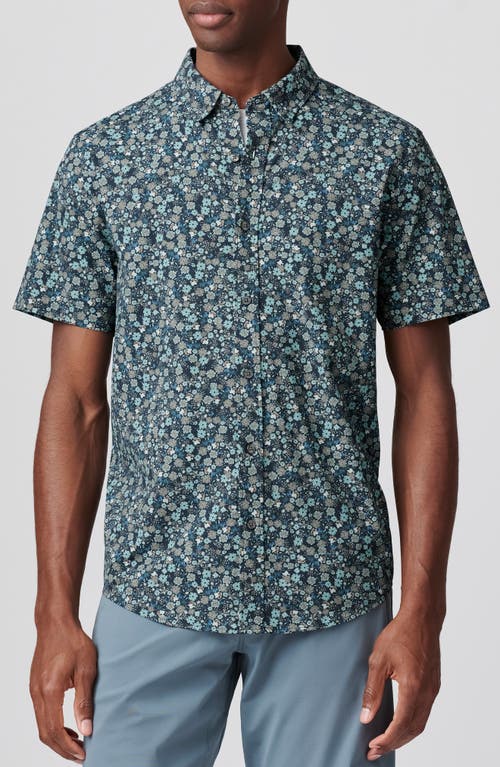 Commuter Short Sleeve Performance Button-Down Shirt in Navy Floral Print
