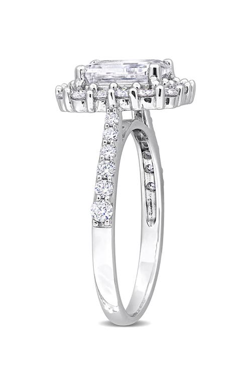 Delmar Octagon Moissanite Ring In White Silver