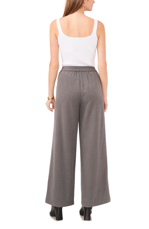 Shop Vince Camuto Pinstripe Wide Leg Pants In Steel Heather