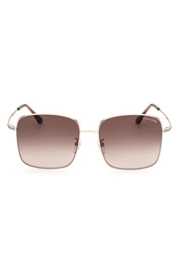 Tom Ford 59mm Square Sunglasses In Shiny Rose Gold/brown