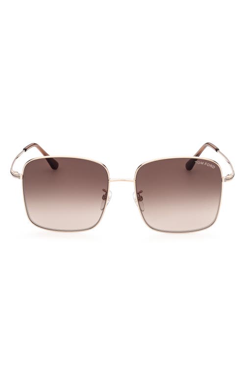 Tom Ford 59mm Square Sunglasses In Shiny Rose Gold/brown
