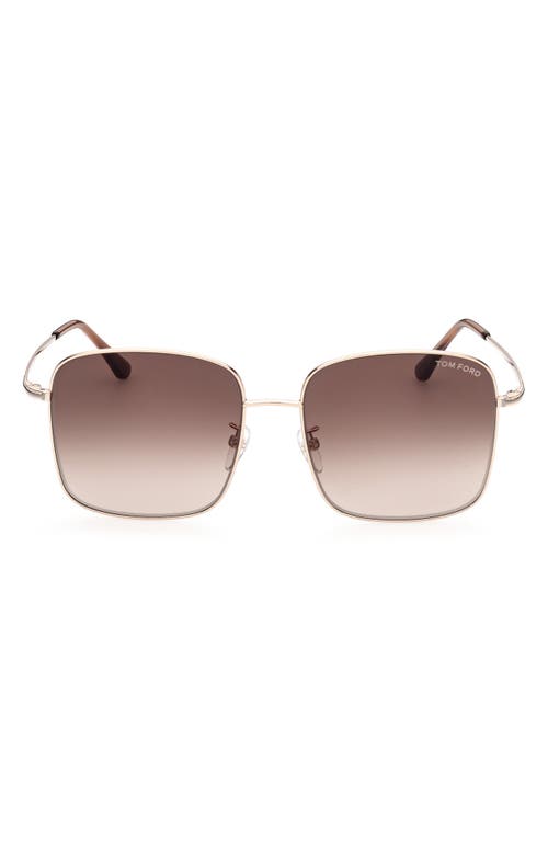 Shop Tom Ford 59mm Square Sunglasses In Shiny Rose Gold/brown