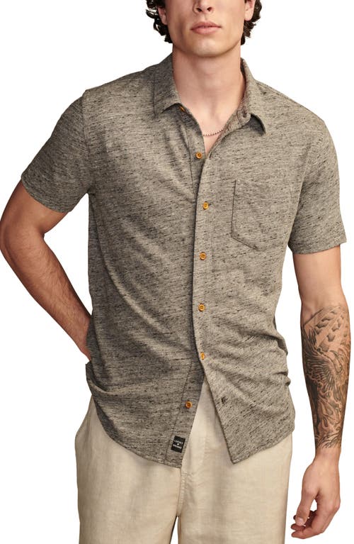 Lucky Brand Short Sleeve Slub Jersey Button-Up Shirt Heather Grey at Nordstrom,