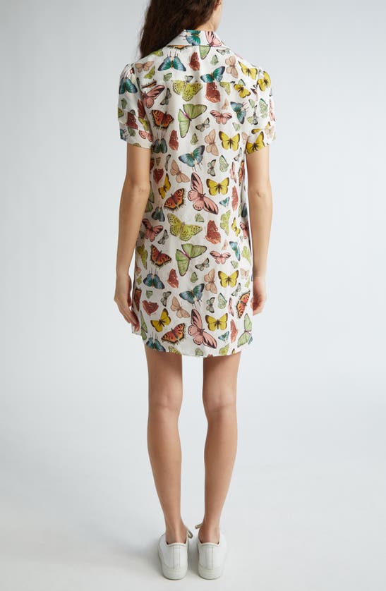 Shop Alice And Olivia Jem Butterfly Print Flutter Sleeve Shirtdress In Boundless Butterfly