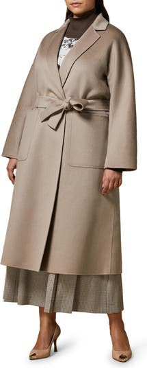 Veronica Combat Belted Wrap Wool Coat, Line