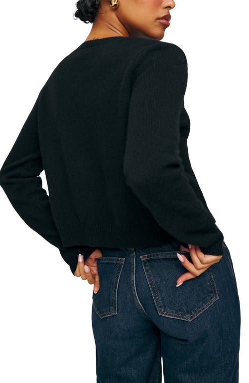 Reformation Clara Cashmere & Wool Crew Cardigan In Black
