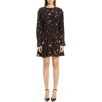 Jason Wu Floral Long Sleeve Silk Dress, Black