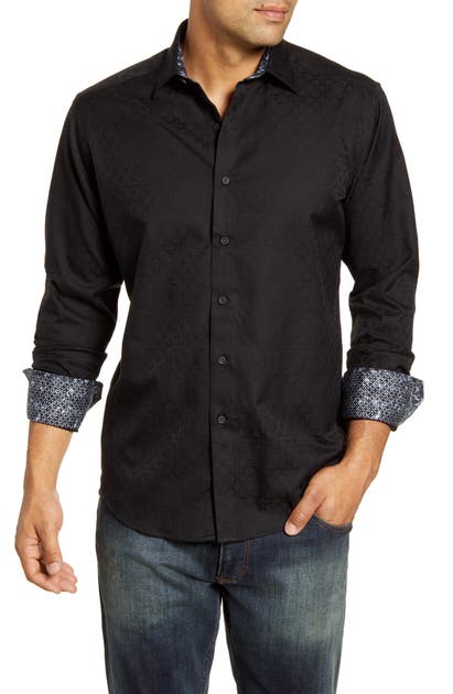 Robert Graham Keaton Regular Fit Button-up Sport Shirt In Black