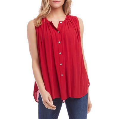 Karen Kane Sleeveless Pleated Top, Red