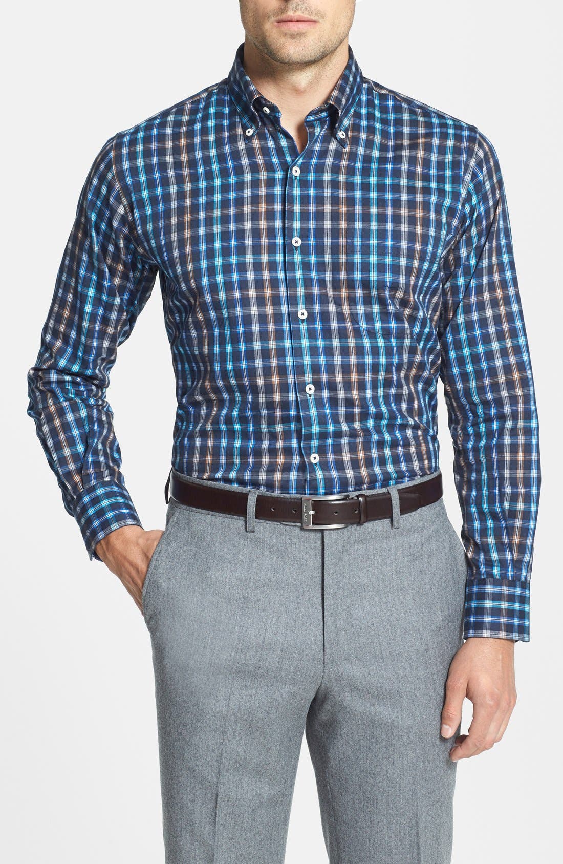 Peter Millar 'Pop' Regular Fit Plaid Twill Sport Shirt Nordstrom