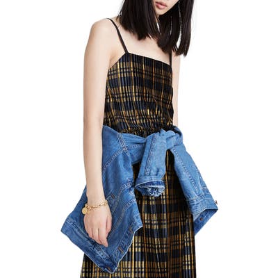 Madewell Pleated Velvet Cami Top, Blue