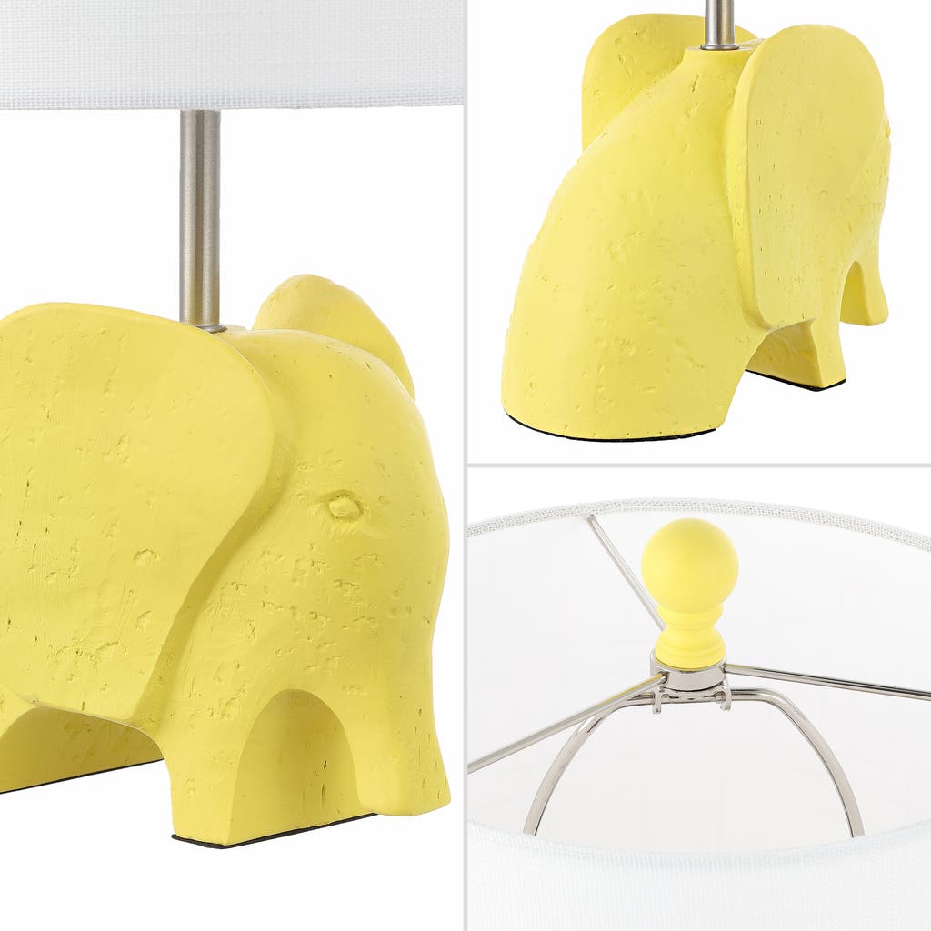Jonathan Y Koda Eclectic Southwestern Resin/iron Elephant Led Kids' Table Lamp In Yellow