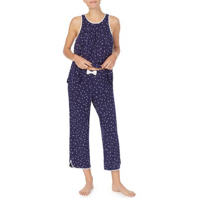 Kate Spade New York Crop Jersey Pajamas, Blue