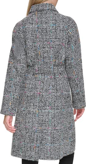 Belted Raglan Sleeve Wool Blend Coat