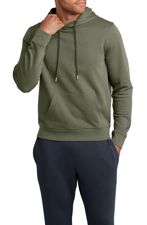 French Terry Pullover Hoodie in Deep Lichen Green