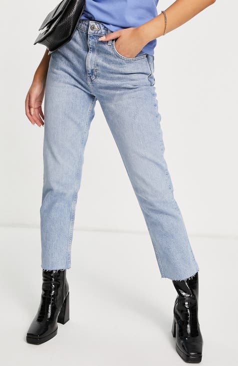 Topshop Tall straight jeans in washed black