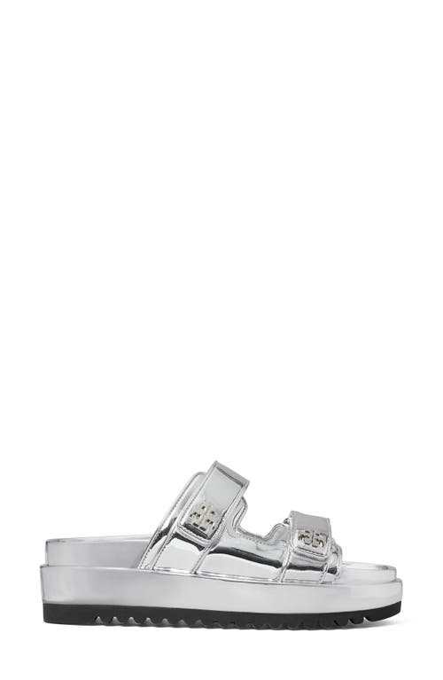 Shop Tory Burch Kira Sport Slide Sandal In Argento